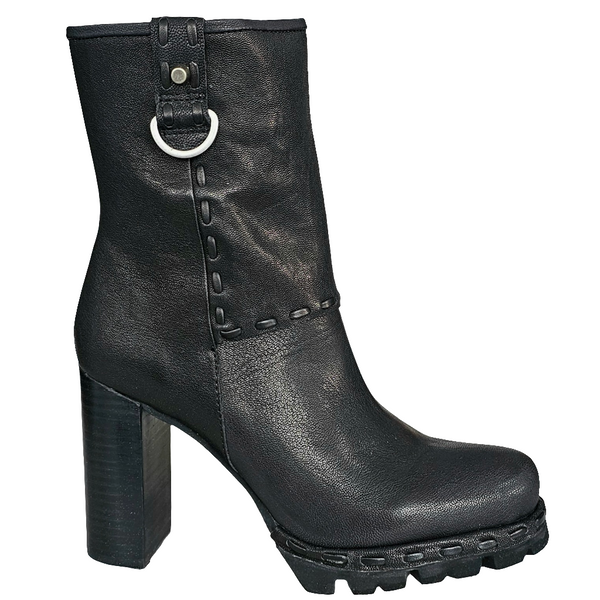 Botine dama din piele naturala, Negru-CF, 021 Pelle Nero, R14