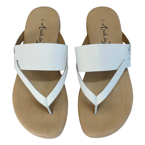 Papuci dama din piele naturala, Alb-Made in Italy, Art Delphine Bianco-R14