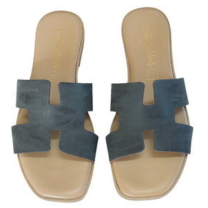 Papuci dama din piele naturala, Gri-Made in Italy, Art H Nuv.Grigio, R14