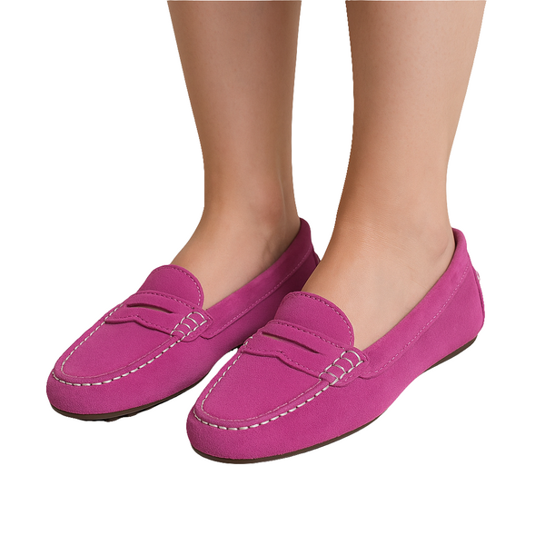 Pantofi dama din piele naturala intoarsa, Fuxia-WildLand, Indy Cow Suede Pink