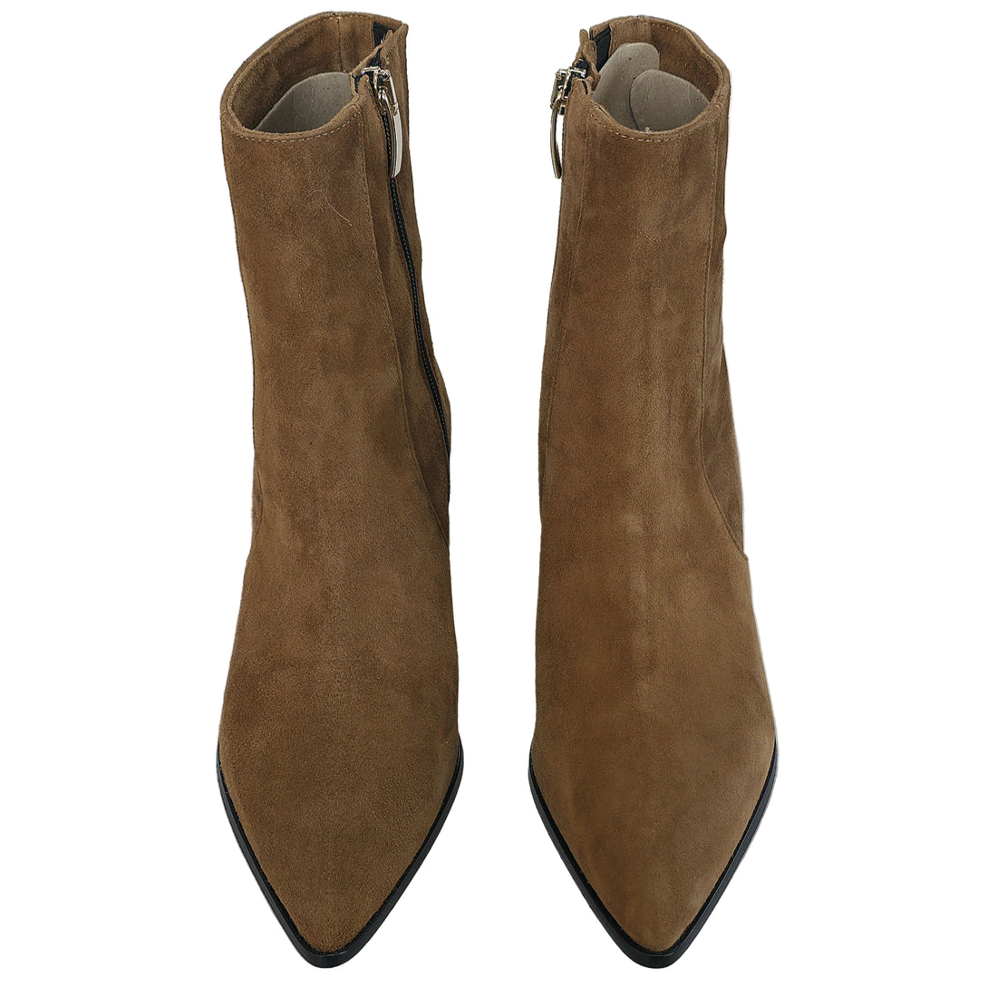 Botine dama din piele naturala intoarsa, Maro-Altramarea, 33836 Camoscio Torba, R2, din piele intoarsa, tocul de 6.5 cm.