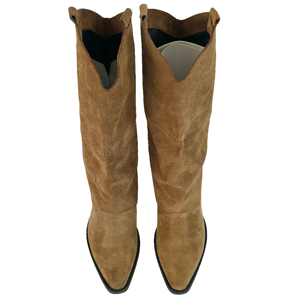 Ciocate dama din piele naturala intoarsa camel, model tubular, inaltime toc 5 cm, Made in Italy, Colecția Toamna 2025