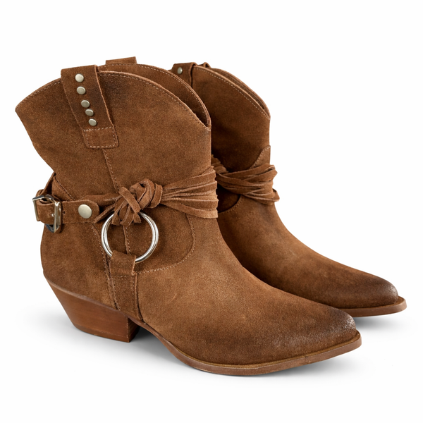 Ciocate dama din piele naturala intoarsa, maro -Riccianera, RCN048 Tabacco, cu toc de 5cm, made in Italy.