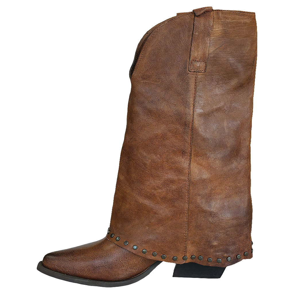 Ciocate dama din piele naturala maro, cu toc de 7 cm, stil vintage, din colecția Toamna 2025, Made in Italy.