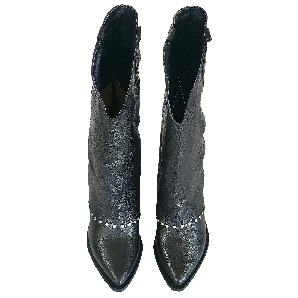Ciocate dama din piele naturala, model tubular, culoare neagra, tocuri de 7 cm, Made in Italy, colecția Toamna 2025.