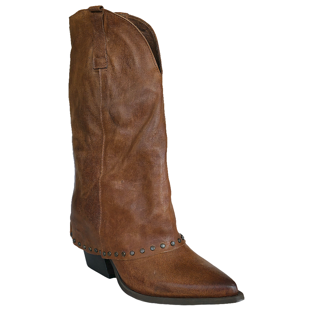 Ciocate dama din piele naturala maro, model vintage cu tocuri de 7 cm, din colecția Toamna 2025, fabricat in Italia.