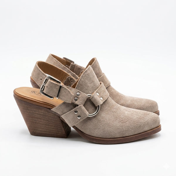 Ciocate vara dama din piele naturala intoarsa, bej taupe- Riccianera, Art 268 Visione. Inaltime toc 7 cm, made in Italy.