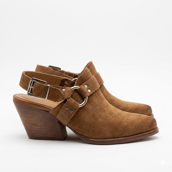 Ciocate vara dama din piele naturala intoarsa, maro-Riccianera, Art 268 Cuoio, cu toc de 7 cm, facute in Italia.