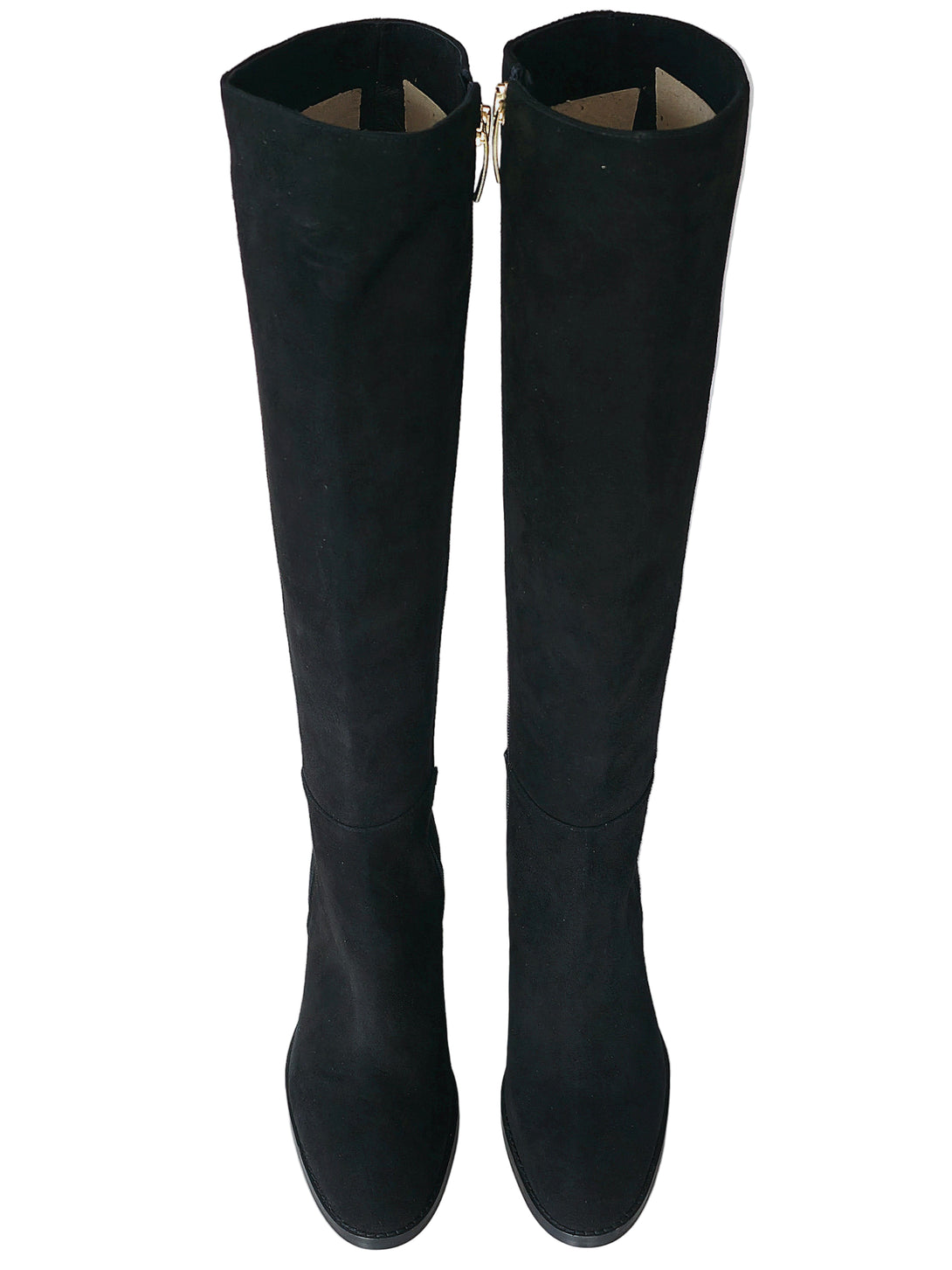 Cizme dama din piele naturala cu intoarsa, Negru-Altramarea, 54790 Camoscio Nero, R1, cu inaltime de 38 cm.