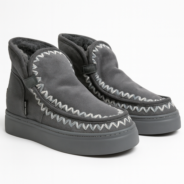 Ghete dama din piele naturala intoarsa, îmblanite, gri-Movie's, H5-01A/AD230VE Grey