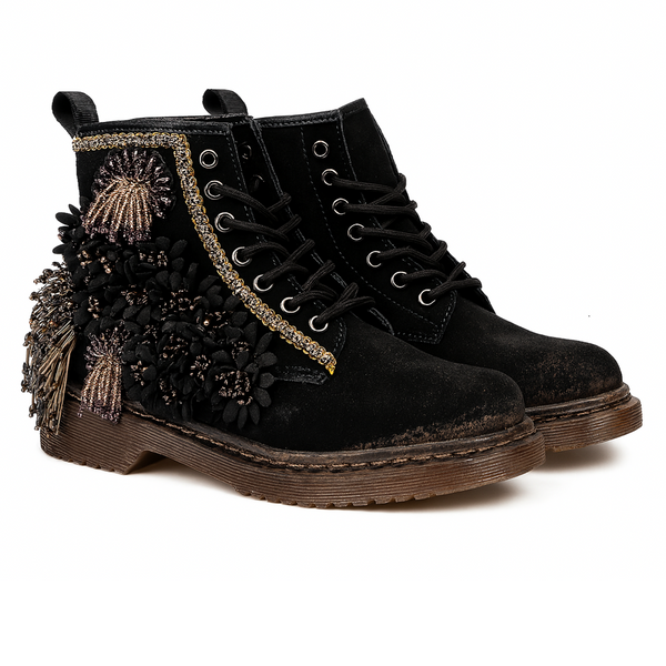 Ghete dama din piele naturala intoarsa, Negru-Movies, DB-06A BLACK, R10