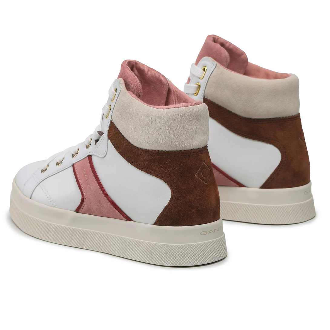 GANT Sneakers Avona White-Rose showing back view with white, rose, and brown suede accents.