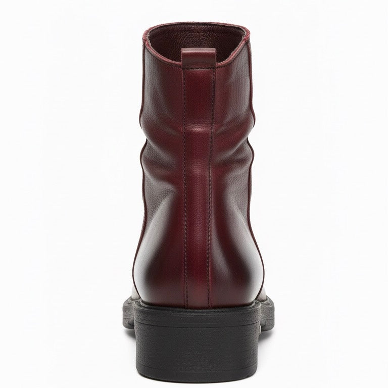 Ghete dama din piele naturala bordo, Riccianera, cu toc de 4 cm, ideal pentru iarna 2025, fabricate in Italia.