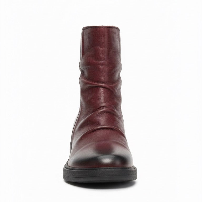 Ghete dama din piele naturala bordo Riccianera Art 350, cu toc de 4 cm, stil elegant, made in Italy.