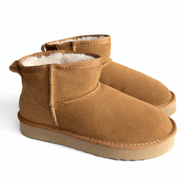 Ghete dama model ugg din piele naturala intoarsa, maro-Made in Italy, WD500-2-sb Camel, cu interior imblanit si talpa usoara.