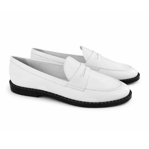 Mocasini dama din piele naturala, alb, CARRANO 214024B, mocasini albi piele premium, talpa cauciuc flexibila, Made in Brazil