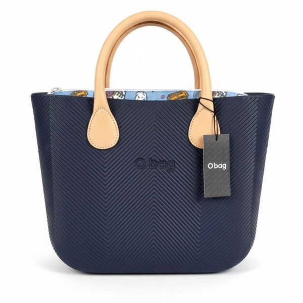 O bag, Geanta de mană pentru dama cu manere detașabile, albastru, din compus termoplastic, colectia Vara 2025.