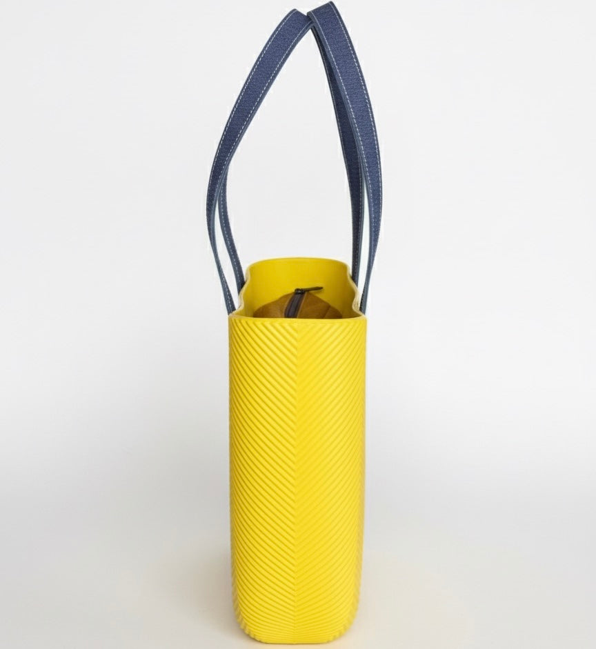O bag, Geanta de mană pentru dama cu manere detașabile, gablen - geantă galbenă din material termoplastic.