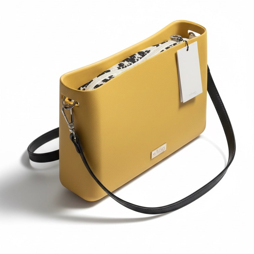 Obag galben, geanta de mana medie cu manere detasabile, design modern, material impermeabil si usor de intretinut.