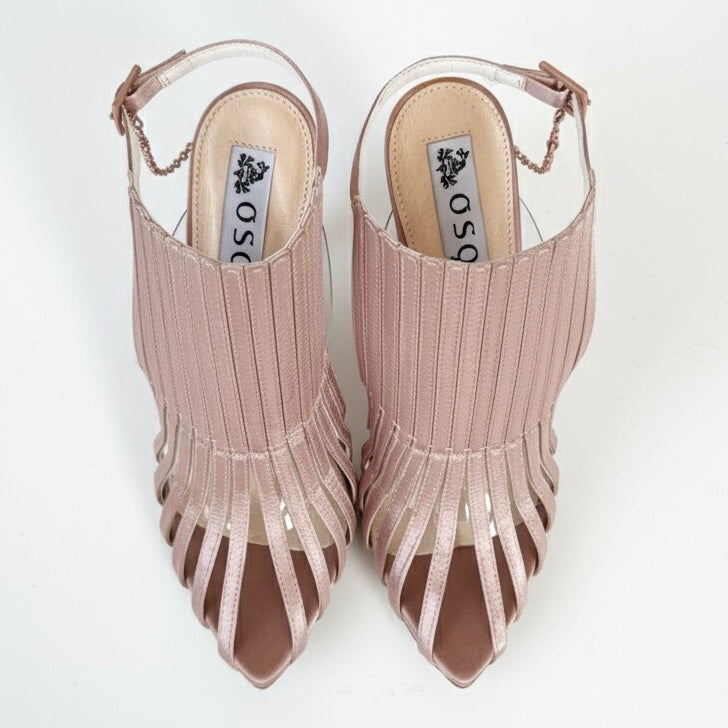 Pantofi dama cu toc inalt, nude, Osey Sand AG15YES, cu detalii dantelate, pentru un look elegant.
