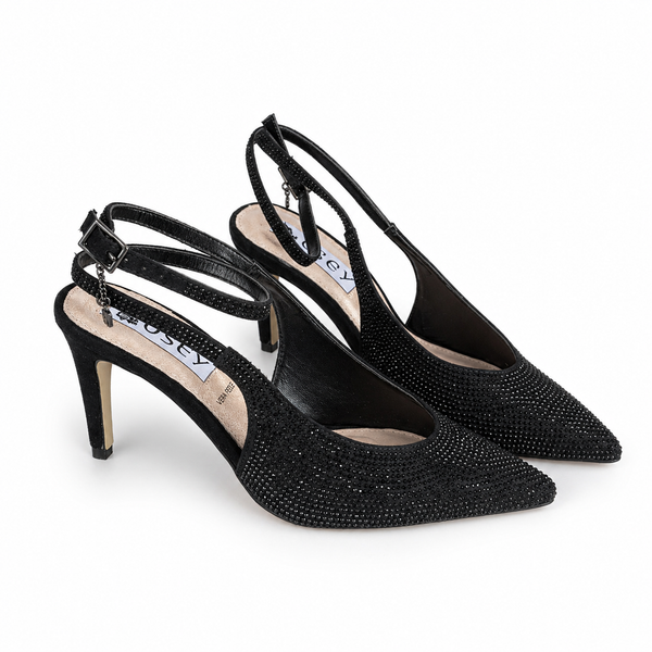 Pantofi dama cu toc mic, negru, Osey Sand AG06