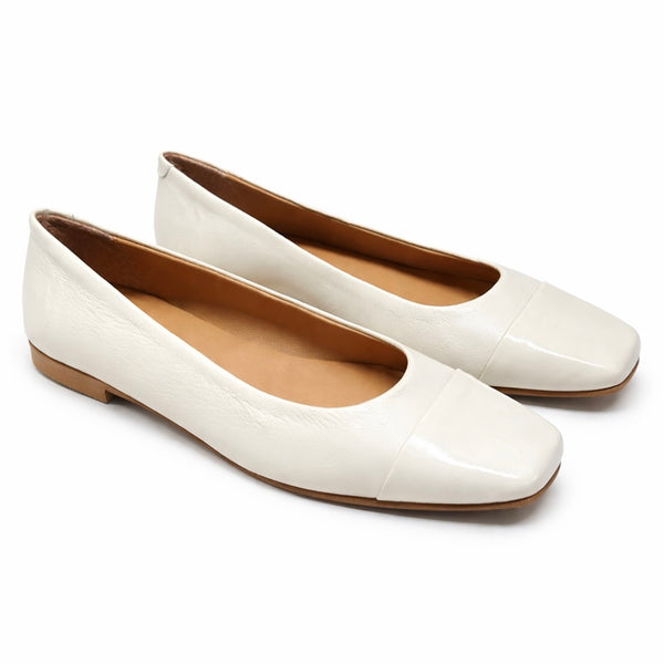 Pantofi dama din piele naturala, alb unt - MELLOW YELLOW Philipine, din piele naturala, tocul de 1 cm.