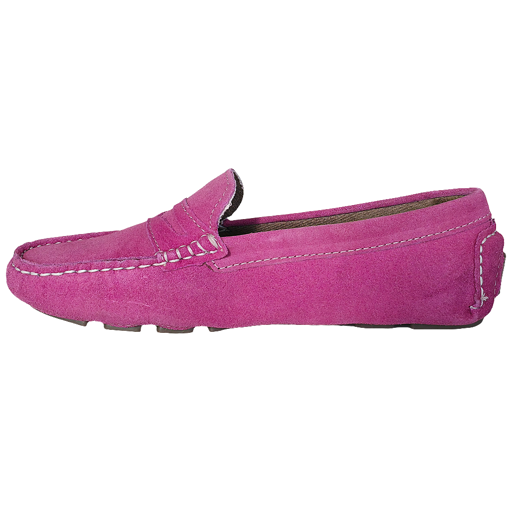 Pantofi dama din piele naturala intoarsa fuxia, stil Indy Cow Suede, cu talpa flexibila, colectia Primavara/Vara 2025.