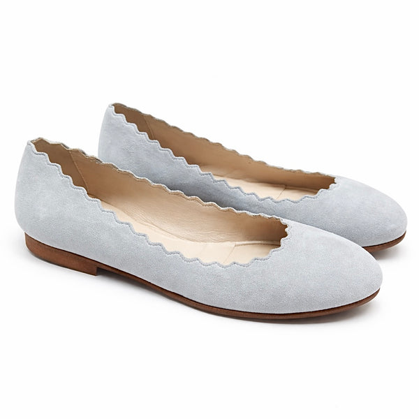 Pantofi dama din piele naturala intoarsa, gri, Made In Italy 1704, eleganți și confortabili, colecția Primavara/Vara 2026.