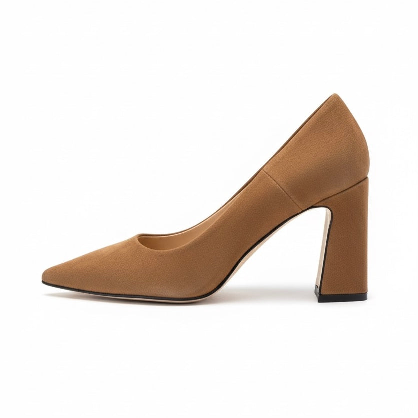 Pantofi dama din piele naturala intoarsa maro, tocuri de 8.5 cm, Colectia Toamna 2024, Made in Italy - Altramarea, 15799 Camoscio Sella