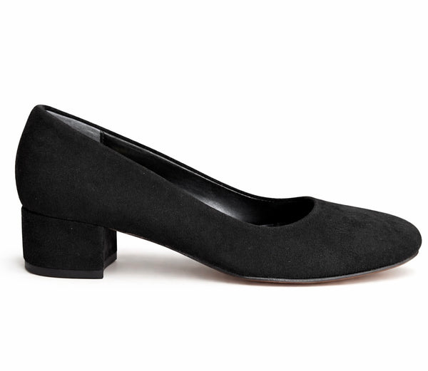 Pantofi dama din piele naturala intoarsa, negru - ONAKO Nero, cu toc de 4 cm, parte a colectiei Toamna 2024.