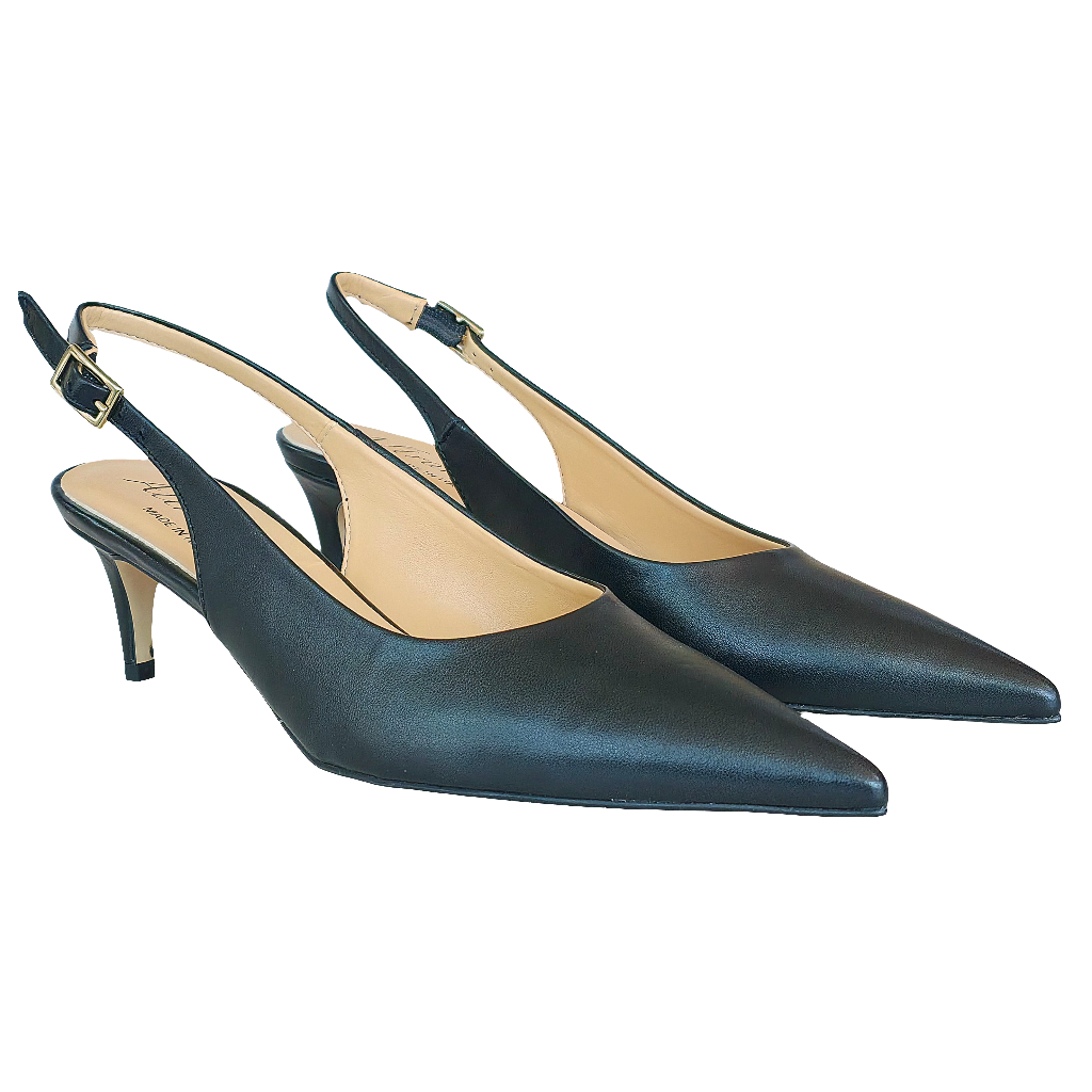 Pantofi dama din piele naturala negru, toc mediu 5.5 cm, stil elegant, colecția Primăvara 2025, made in Italy.