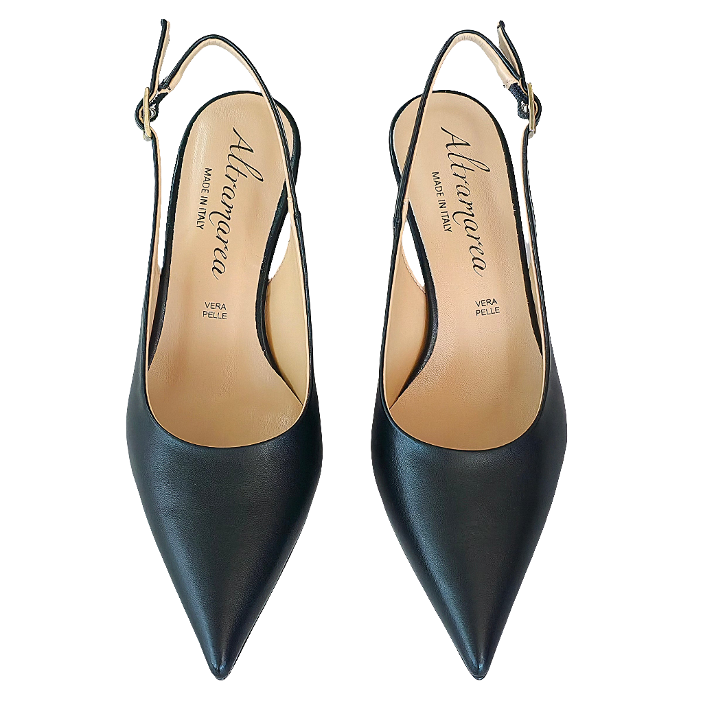 Pantofi dama din piele naturala, toc mediu, negru, Altramarea, model 25613 Nappa Nero, Primavara 2025, Made in Italy.