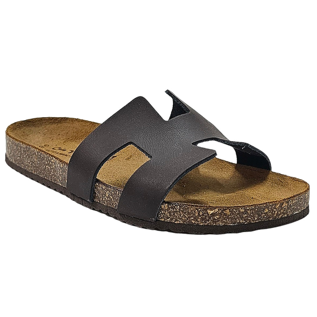Papuci dama din piele naturala maro, Made in Italy, cu talpa de 2 cm, din colectia Vara 2025.