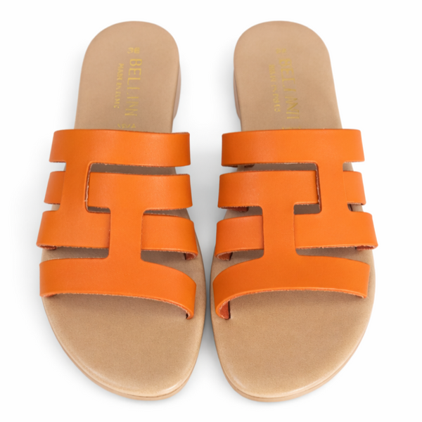 Papuci dama din piele naturala, Portocaliu-Bellini, Art Capri Arancio, R8 papuci portocalii din piele naturala, Made in Italy