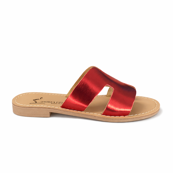 Papuci dama din piele naturala, rosu- ANDREA GELLI Lido 501, papuci dama din piele naturala Made in Italy, colectia Vara 2026