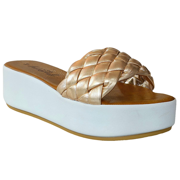 Papuci dama din piele naturala, model somon, talpa usoara de 5.5 cm, made in Italy, Colectia Vara 2025.