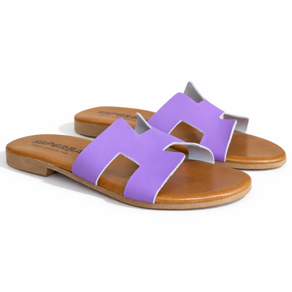 Alt Tag: Papuci dama din piele naturala, Violet- Superba, Ginevra/CAR Viola, papuci mov din piele naturala, Made in Italy, colectia Vara 2026