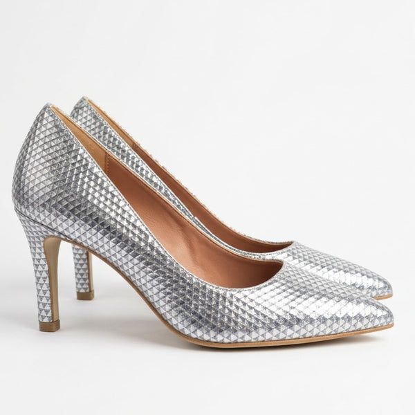 Pantofi dama stiletto, comozi, cu toc mediu, Argintiu - Patrizia Rigotti, Art Raffy 10 cubic argento