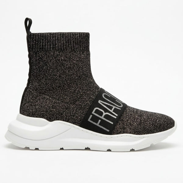 Pantofi dama din material textil, Negru Argintiu-Fracomina, FC-19FM295_F11