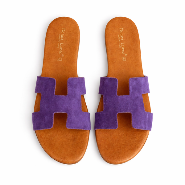 Papuci dama din piele naturala intoarsa, Mov-Donna Lucca, Art F114 Violet, R8