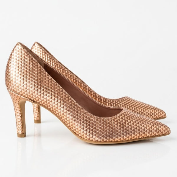 Pantofi dama stiletto, comozi, cu toc mediu, Auriu rosiatic- Patrizia Rigotti, Art Raffy 10 Cubik Rosato