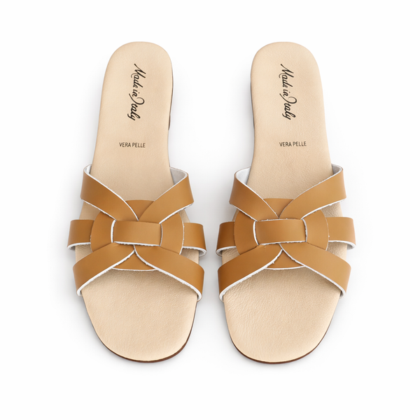 Papuci dama din piele naturala, Bej-Made in Italy, Art 1074 Beige, R8