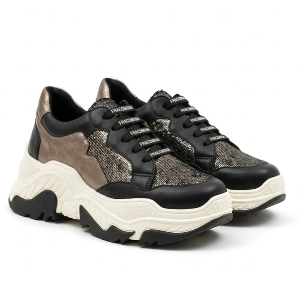 Pantofi dama casual, cu talpa groasa, Negru Bronz-Francomina, FC-19FM301_671