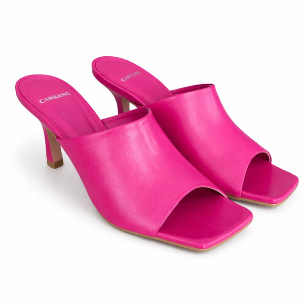 Saboti dama din piele naturala cu toc, fucsia, CARRANO Fuxia 321004 – piele naturala, toc 9 cm, colectia Primavara/Vara 2026