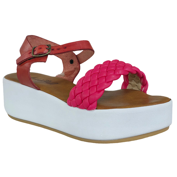 Sandale dama din piele naturala, fuxia, cu talpa usoara de 5.5 cm, made in Italy, colectia vara 2025.