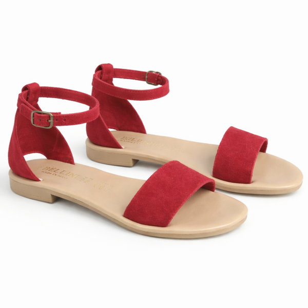 Sandale dama din piele naturala intoarsa, Rosu-Bellini, Gaeta Crosta Rosso, R8 Made in Italy colectia Vara 2026